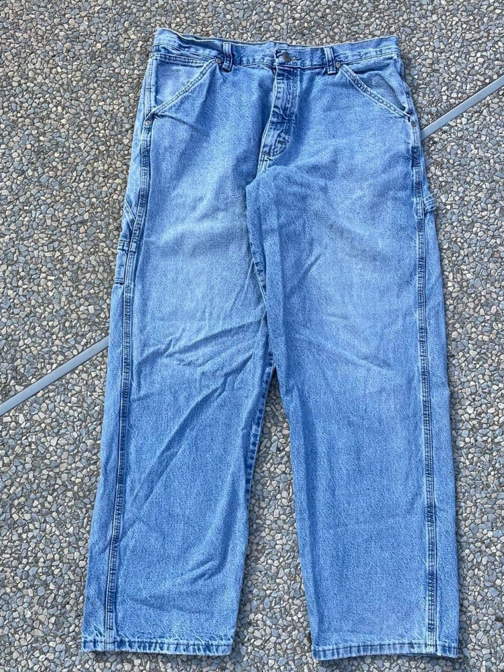 Vintage WRG Wrangler Men's Light Blue Relaxed Fit Baggy Carpenter Jeans